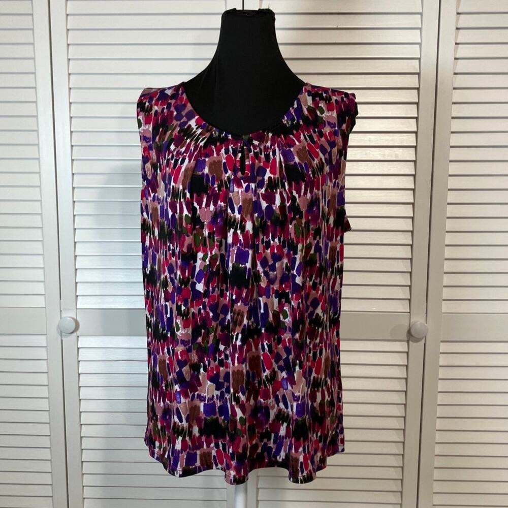 Kasper Chic Retro Brushstroke Geometric Tank Top Workwear Shell XL